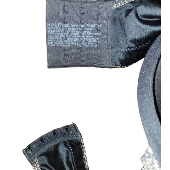 Bali One Smooth U Underwire Bra Smoothing Full-coverage Bra Black/Nude Lace 40DD - Picture 8 of 8